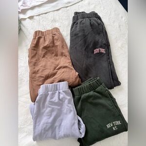 Brandy Melville Sweat Pant Bundle - Brown, Gray, Green, Light Purple